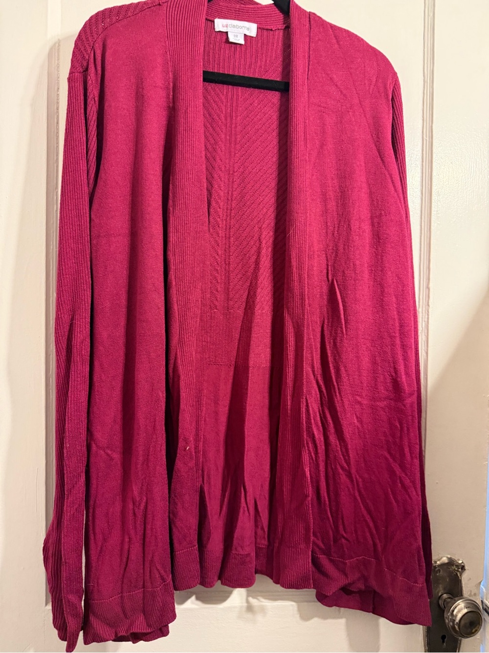 Liz Claiborne Fuchsia Open-Front Cardigan